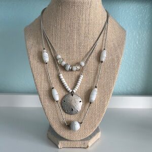 Elegant Silver and White Layered Necklace